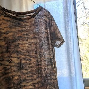 Zara, sheer, animal print t-shirt.